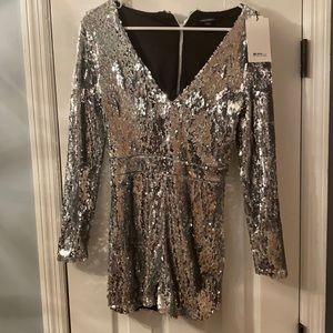 Brand New Silver Sequin Romper (shorts)